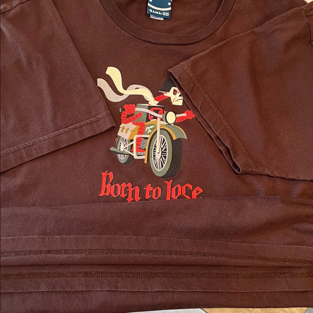 Vintage 2004 Gama-Go “Born to Lose” Skeleton Graphic Tee Y2K Made in USA - Large - Picture 9 of 11